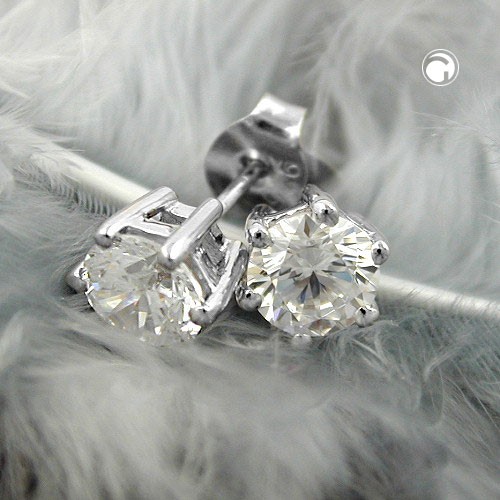 Ohrstecker 6mm Zirkonia weiß 925 Sterlingsilber