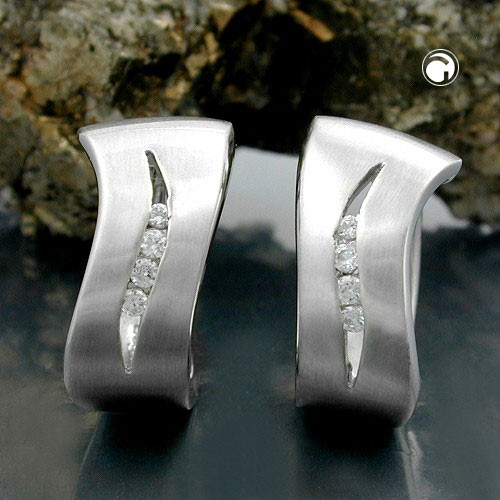 Creolen Ohrringe Zirkonia rhodiniert 925 Sterlingsilber