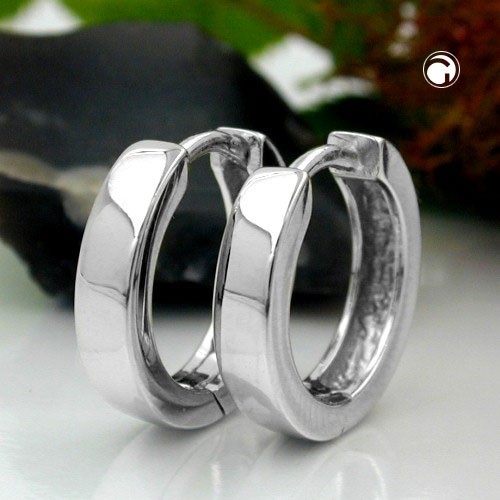 Creolen Ohrringe 13x3mm rhodiniert 925 Sterlingsilber