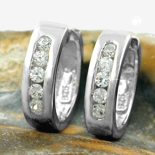 Creolen Ohrringe Zirkonia weiss 925 Sterlingsilber