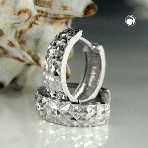 Creolen Ohrringe diamantiert rhodiniert 925 Sterlingsilber