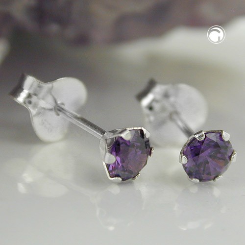 Ohrstecker Zirkonia amethyst 925 Sterlingsilber