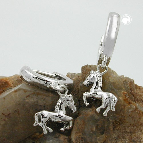 Creolen Ohrringe Pferd Klappscharnier 925 Sterlingsilber