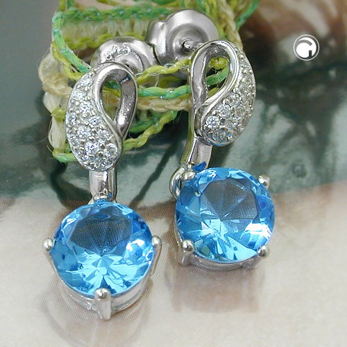 Ohrstecker Zirkonia hellblau 925 Sterlingsilber