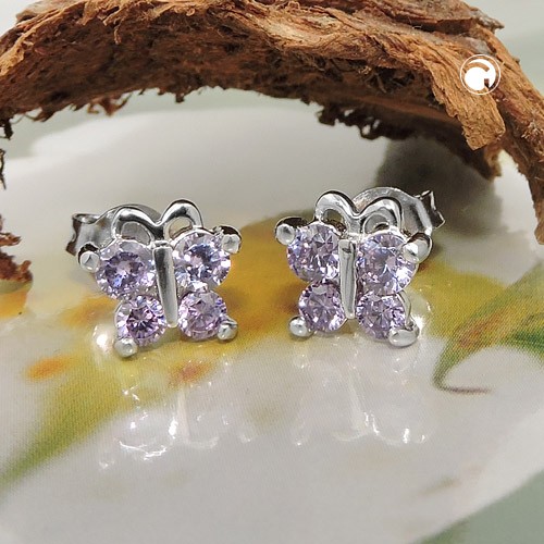 Ohrstecker Schmetterling lila 925 Sterlingsilber