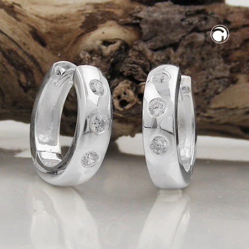Creolen Ohrringe 15x4mm Zirkonias 925 Sterlingsilber