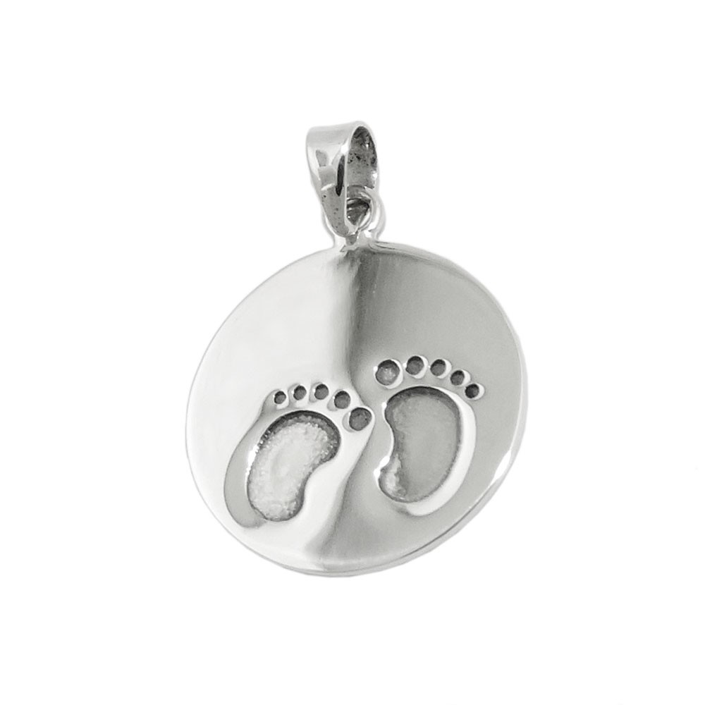 Anhänger Gravuranhänger kleine Füße glänzend geschwärzt 925 Sterlingsilber