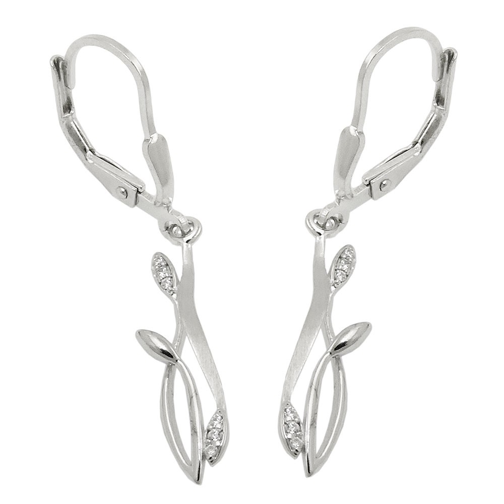 Ohrhänger Ohrringe Brisur mit Zirkonias matt-glänzend rhodiniert 925 Sterlingsilber