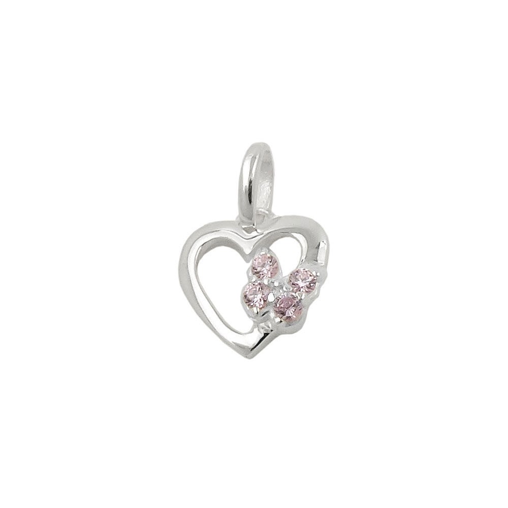 Anhänger Herz mit Schmetterling Zirkonias pink 925 Sterlingsilber