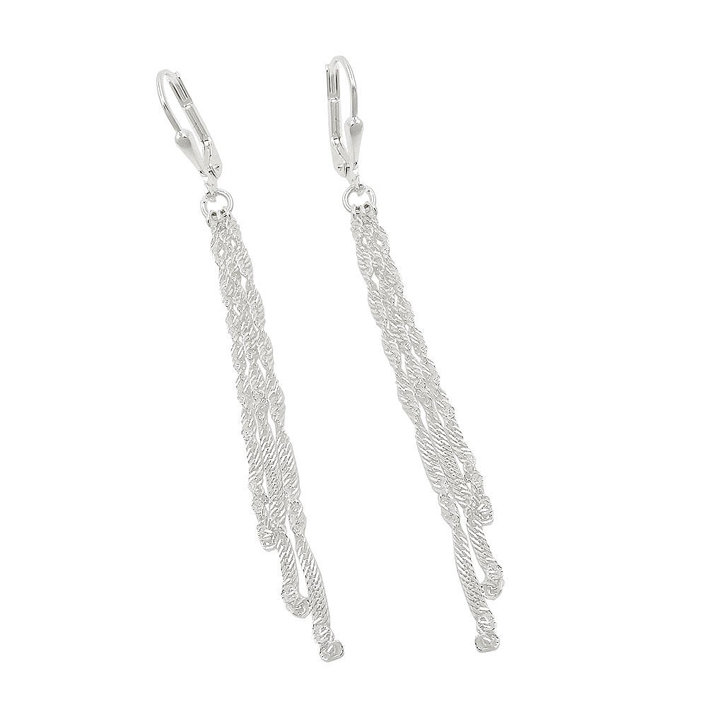 Ohrhänger Ohrringe Brisur mit 3 Singapurkettchen 925 Sterlingsilber