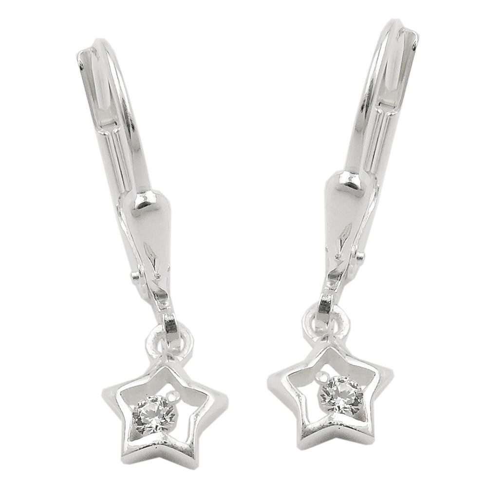 Ohrhänger Ohrringe Brisur Stern mit Zirkonia glänzend 925 Sterlingsilber