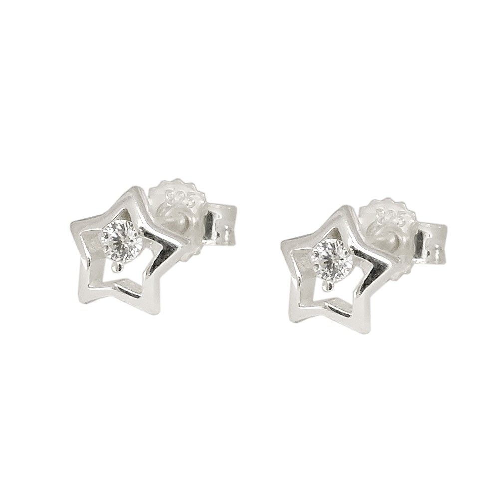 Stecker Stern mit Zirkonia 925 Sterlingsilber