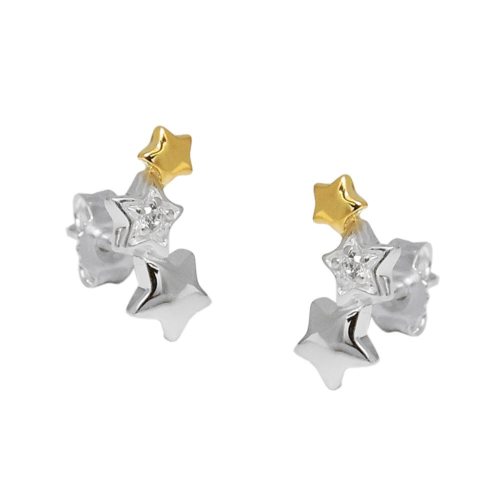 Stecker Stern mit Zirkonia 925 Sterlingsilber