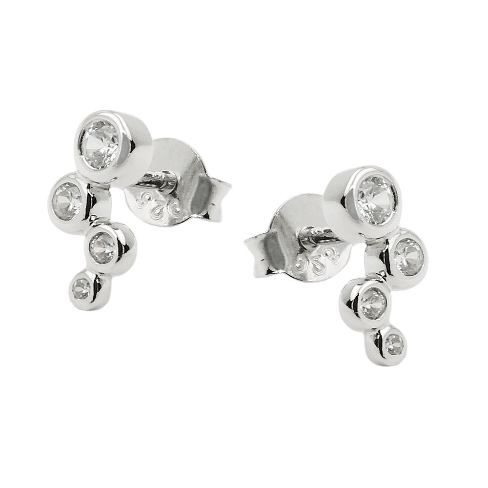 Ohrstecker Ohrring 4x Zirkonia weiß glänzend rhodiniert 925 Sterlingsilber