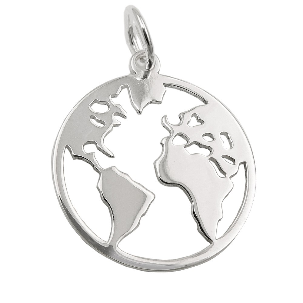 Anhänger Weltatlas glänzend 925 Sterlingsilber