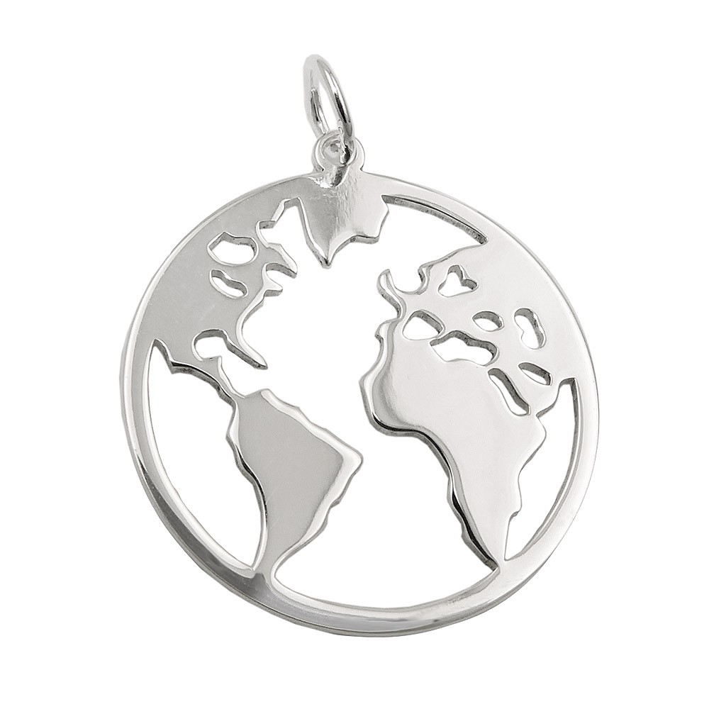 Anhänger Weltatlas glänzend 925 Sterlingsilber