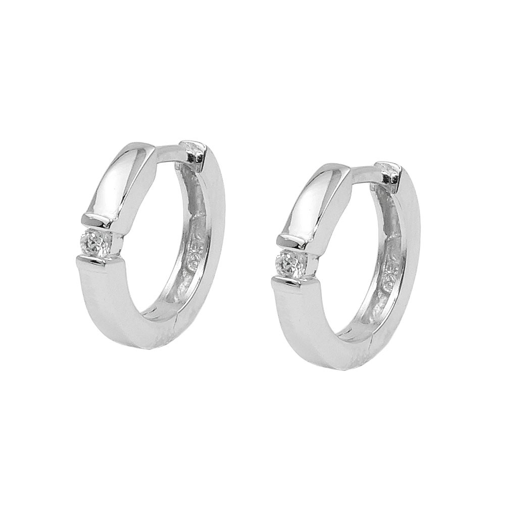 Creolen Klappscharnier Zirkonia glänzend rhodiniert 925 Sterlingsilber