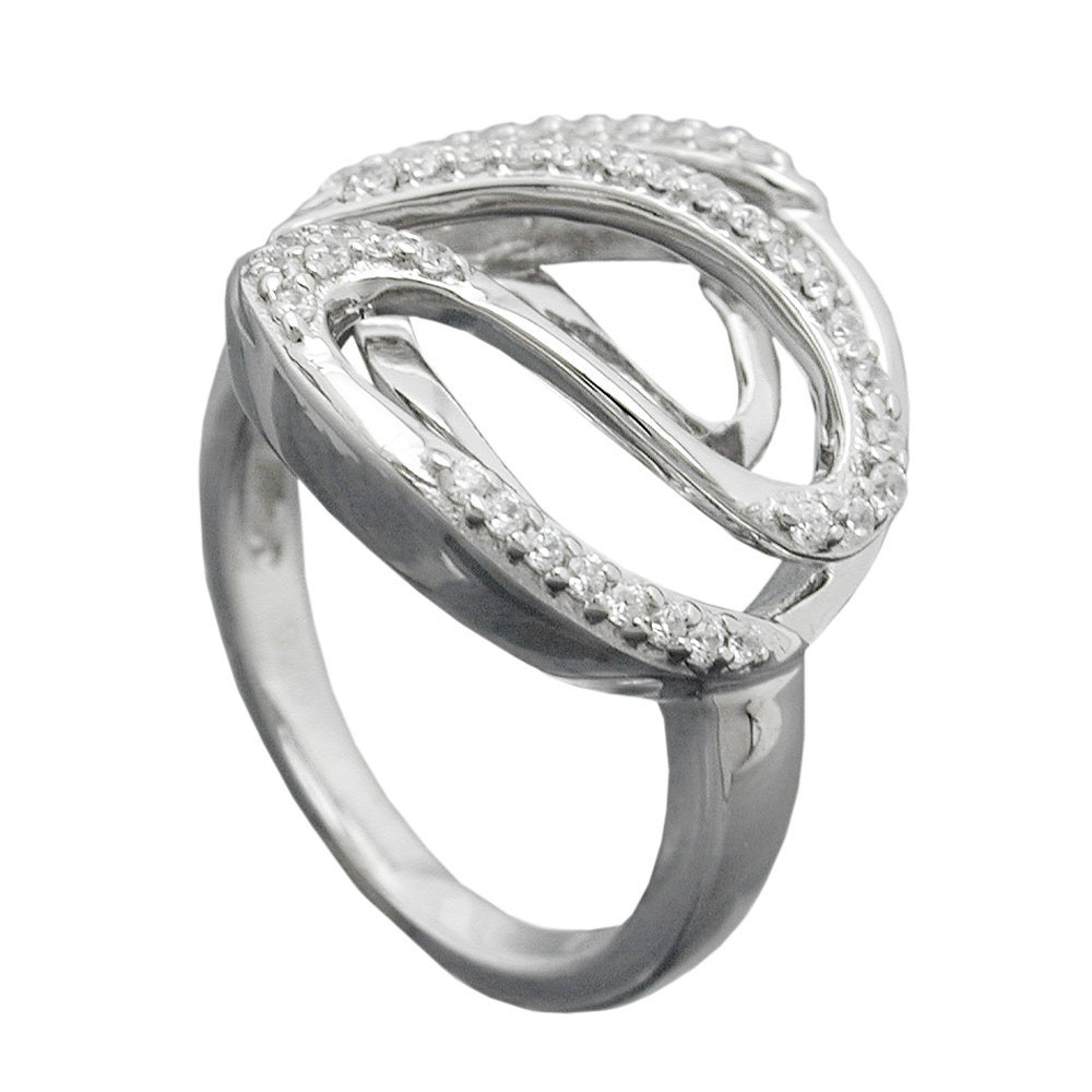 Ring mit vielen Zirkonias glänzend rhodiniert 925 Silber Größe 62