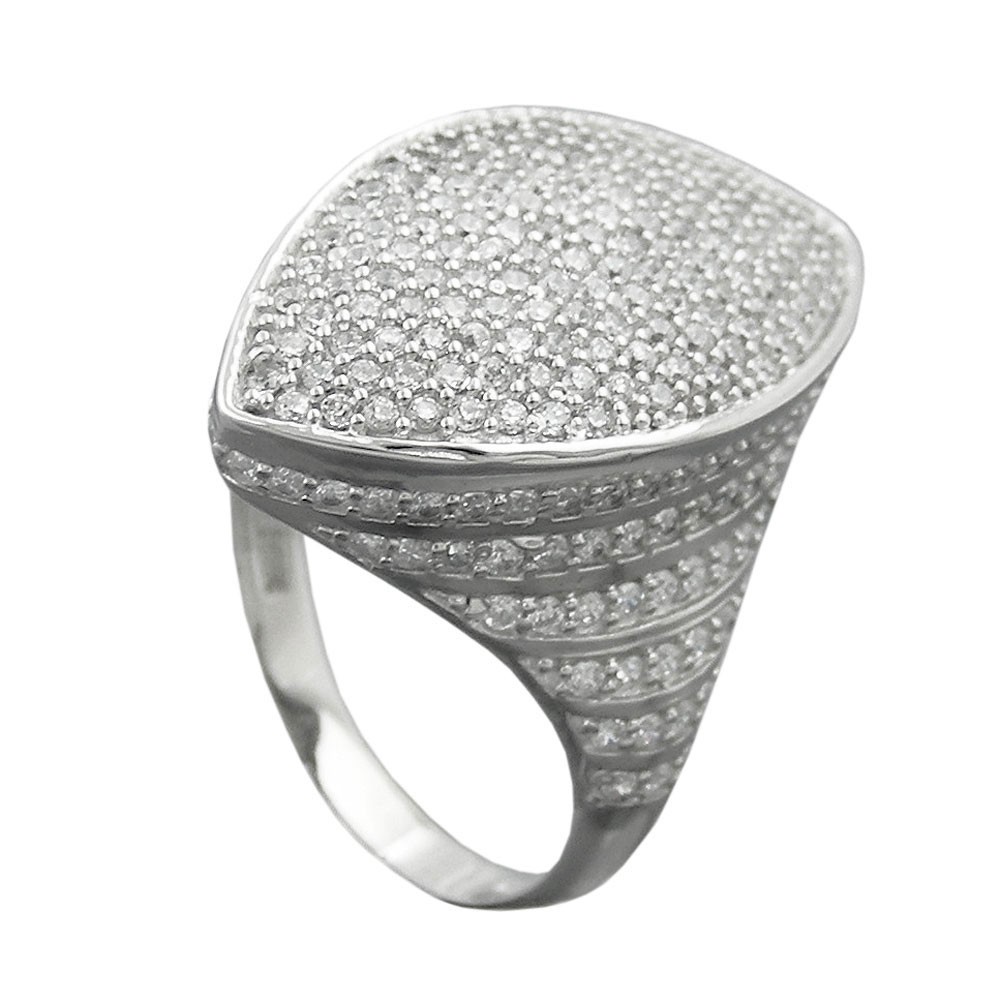 Ring mit vielen Zirkonias rhodiniert 925 Silber Größe 62