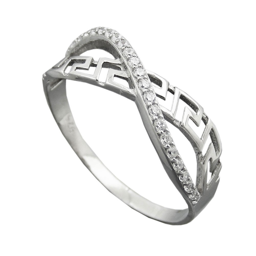 Ring mit Zirkonias 13mm 925 Silber Größe 56