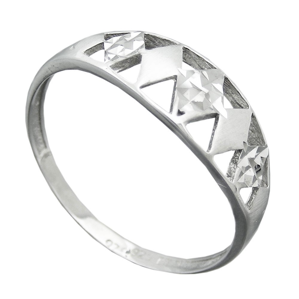 Ring Muster ausgestanzt matt-glänzend diamantiert rhodiniert 925 Silber Größe 58