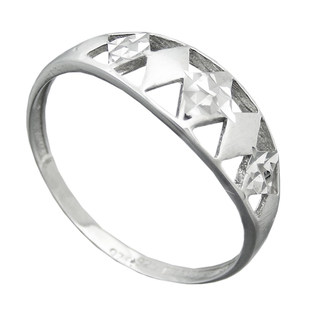 Ring Muster ausgestanzt matt-glänzend diamantiert rhodiniert 925 Silber Größe 60