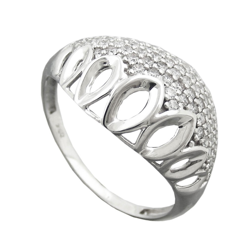 Ring mit vielen Zirkonias glänzend rhodiniert 925 Silber Größe 55