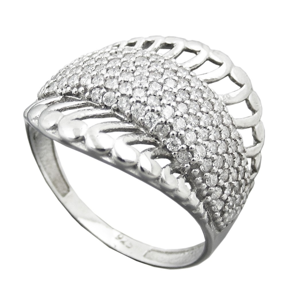 Ring mit vielen Zirkonias 6mm 925 Silber Größe 62