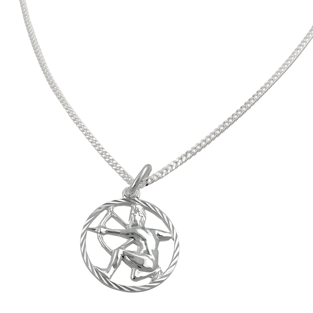 Schmuck Set Anhänger Sternzeichen Schütze mit Kette Flachpanzer 925 Silber