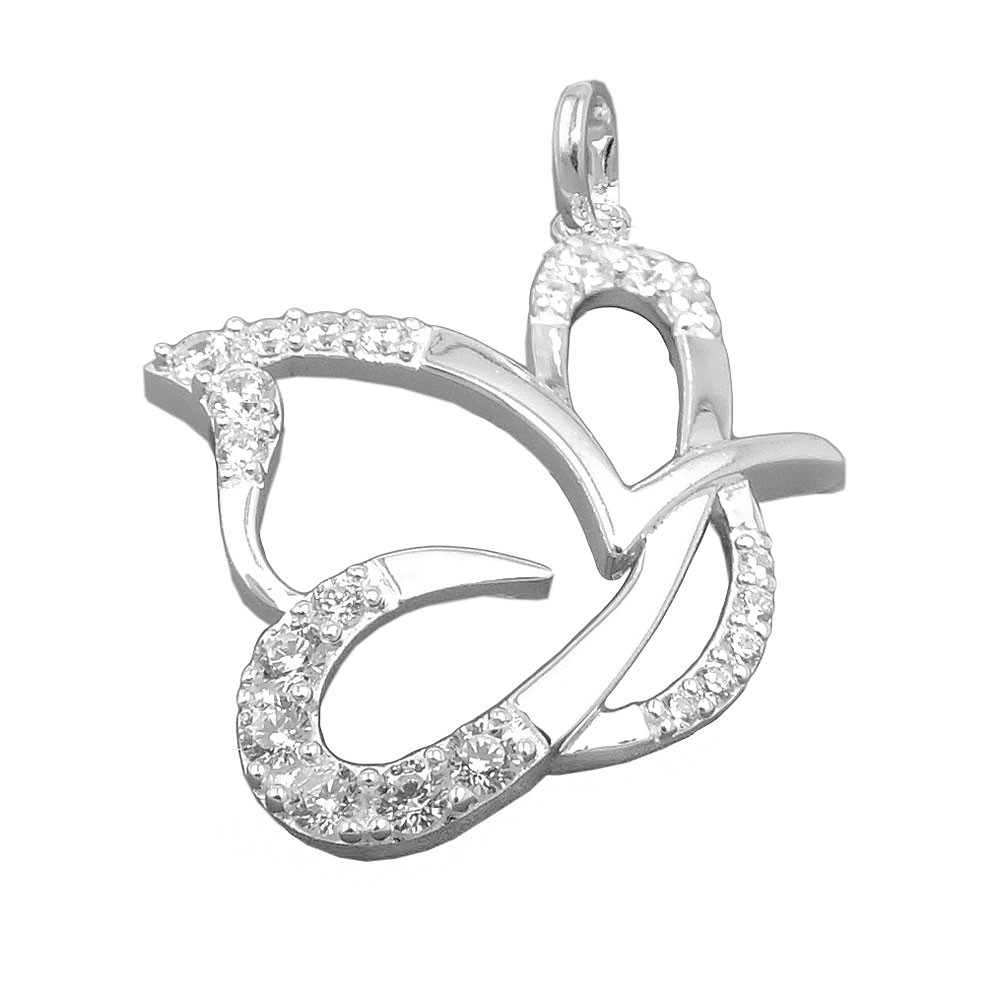 Anhänger stilisierter Schmetterling mit Zirkonias 925 Silber