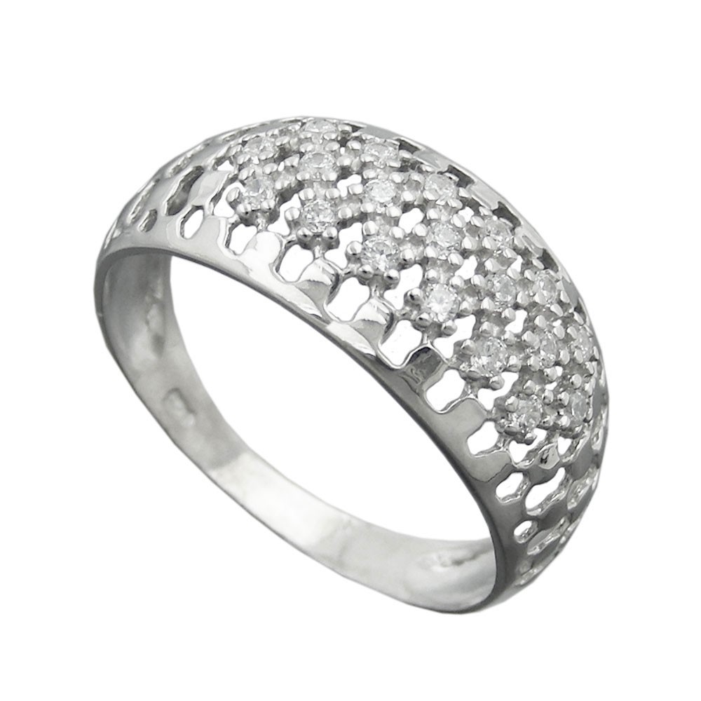 Ring mit Zirkonias 12mm 925 Silber Größe 59