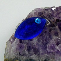 Brosche Maus blau mit Stein