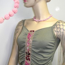 Halskette Barockperle rosa silberfarbig 42cm