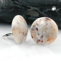 Ohrring 30 beige-weiß mit rotbraun