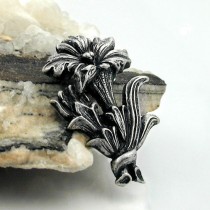 Brosche Enzian altsilber-farbig