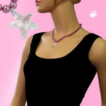 Collier Halskette Glasperle rosa Seestern 45cm