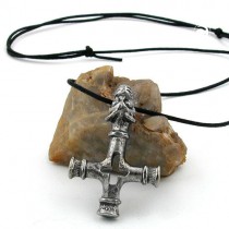 Halskette Anhänger Zinn Wolfskreuz 100cm