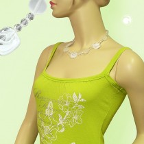 Halskette Viereck und Facettenperle weiß 45cm