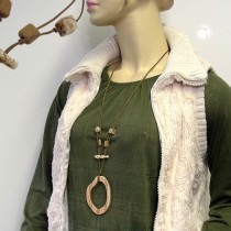 Halskette Baumring braun-beige 95cm