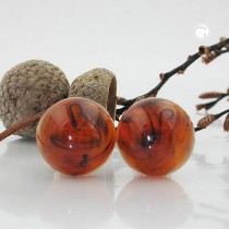 Ohrring 18mm braun-marmoriert-glänzend