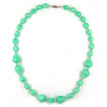 Collier Halskette Perle Barock Seide-mint 60cm