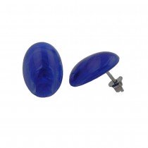 Ohrstecker oval blau-weiß marmoriert