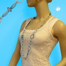 Collier Halskette Weitpanzer blau-türkis 100cm