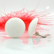 Ohrring rund 24mm weiß-matt