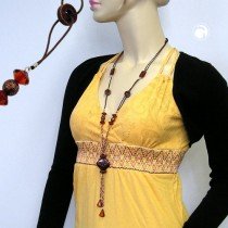 Halskette Viereck schwarz-kupfer braun 95cm