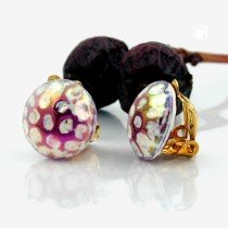 Ohrring 14mm gehämmert lila-weiß-AB