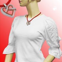 Halskette Landhaus Herz rot-silbergrau 45cm