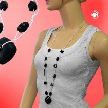 Collier Halskette Viereck schwarz-matt weiß 110cm