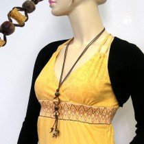 Halskette 2x Walze Goldfarbig braun 90cm