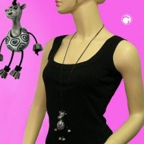 Collier Halskette Giraffe altsilber-schwarz 90cm